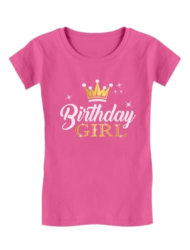 Tstars Birthday Girl Shirt with Crown - Princess Tee Gift for Girls Age 3 to 9 Years Old - Kids Fitted T-Shirt