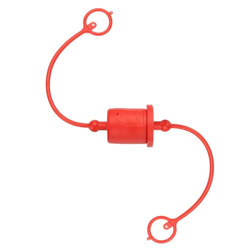 Image of PATIKIL 1 inch ISO-A Hydraulic Coupler Male Dust Cap and Female Plug Cover, Set of 1 Rubber Quick Disconnects Port Plug Cover Fittings Red Cap with Retention Ring