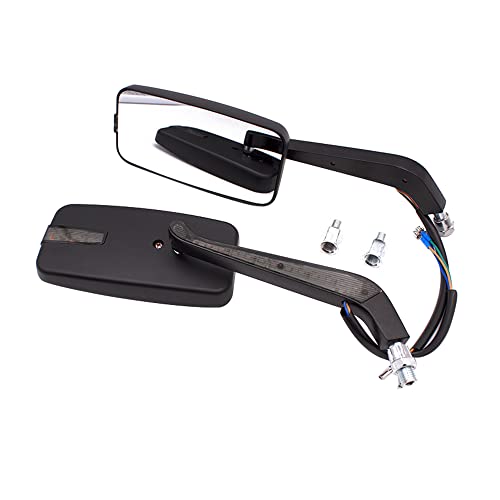 Baceyong Lot de 2 rétroviseurs latéraux de moto avec clignotants LED, lumière ambre, rétroviseurs latéraux universels en verre HD avec vis de montage de 10 mm et 8 mm, adaptés à la plupart des vélos