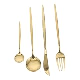 UTHCLO Cubiertos Dorados Mate de Acero Inoxidable Set Ergonómico Tenedor y Cuchillo para Cenas Fiestas y Uso Diario Cocina y Restaurante