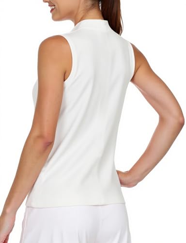 AURUZA Womens Golf Shirt, Sleeveless Polo Shirts for Women V Neck Zip Collar Athletic Workout Tennis Tank Top Summer Outfit4