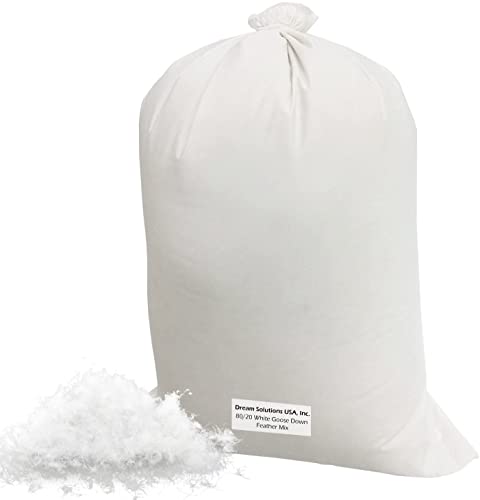 DS Solutions USA Bulk Goose Down Filling (1 lb.) – 80/20 100% Natural White Down and Feather – Fill Stuffing Comforters, Pillows, Jackets and More – Ultra-Plush Hungarian Softness