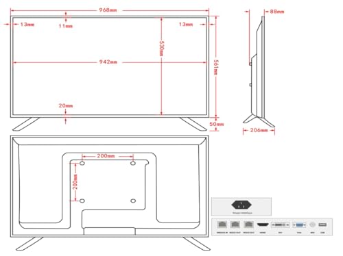 CCTVPRO 43 Inch Surveillance Grade Large Size 24/7 4K Monitor Screen, 4K LCD Monitor, HDMI/VGA/DVI/BNC Inputs, 3840 x2160 HD, 16:9, 8.5ms Response, Designed for CCTV Security DVR/NVR Camera System