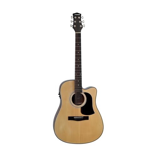 Image of M-STUDIO M-2500BR E 41-Inch Electro-Acoustic Guitar, Natural Finish, with Padded Bag