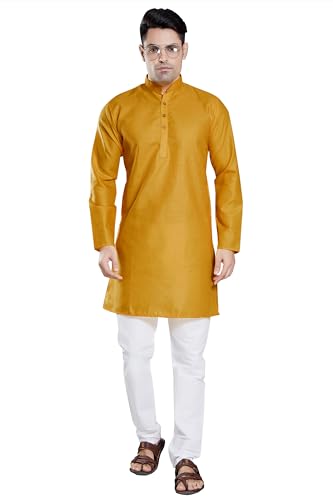 Image of DIVISIVE Men's Plain Cotton Blend Linen Slim Fit Kurta Pyjama Set