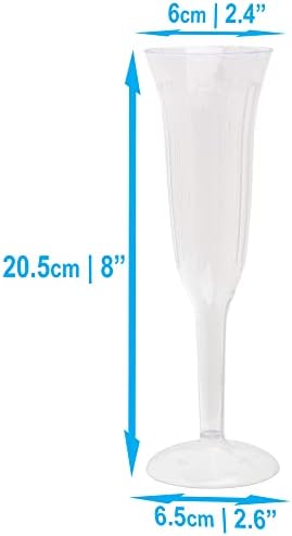 STACKABLES ~ 5oz Champagne Flute Clear Plastic ~ Pack of 12 Elegant Party Flute ~ One Piece Champagne Flutes ~ Multi-use Glasses
