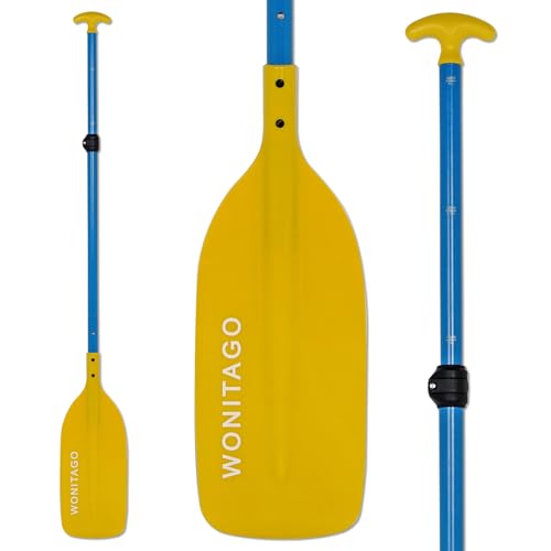 WONITAGO Remo de alumínio com lâminas de plástico flutuantes ajustáveis para canoagem e barco, 122 a 152 cm, amarelo