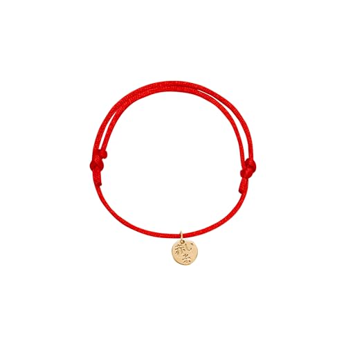 KAKI La Felicità è Nelle Piccole Cose Braccialetto Filo Rosso del Destino Singolo Oro, Akai Ito 赤い糸, Bracciale Amicizia e Amore, Regalo Simbolico per Lui e Lei