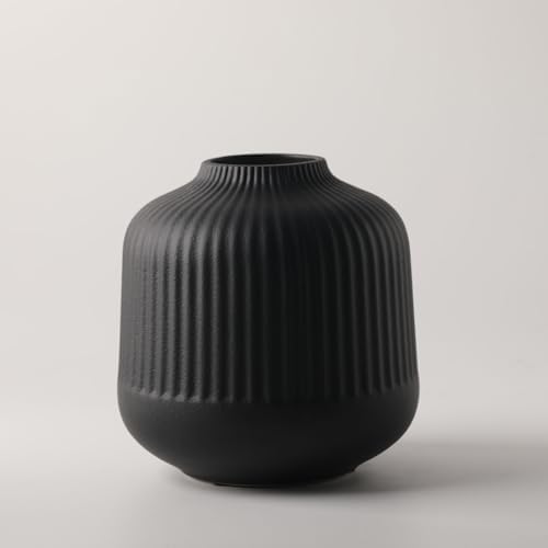 Black Ceramic Vase for Flowers, 6 Inch Flower Vases Home Decor, B...