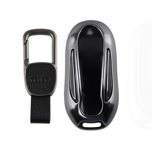 Kwak's Key Fob Cover for Tesla X Key Fob Case Metal Car Fob Cover Key Case Aluminum Alloy Key Cover for Tesla Model X Smart Romote Key Fob Key Protection Case (Dark Gray, Buckle)