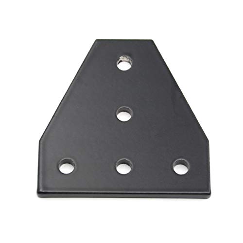 Zeberoxyz 8 STÜCKE Schwarz T-Form-Eckwinkelplatte, 5-Loch 90-Grad-Verbindungsbrettplatte für Schlitz 6 mm 2020 Serie Aluminiumprofil 3D-Druckerrahmen (8 STÜCKE Schwarz-T)