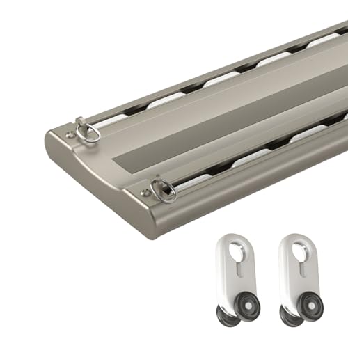 Heavy-Duty Curtain Double Track rails Ceiling Mounting Aluminum Duty Rail for Windows, Bedroom,Living Room,Hotel(Gray,50in)