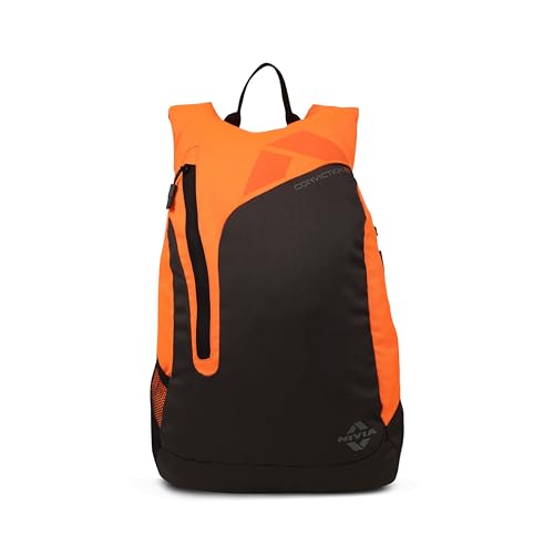 Image of Nivia Conviction 2.0 Sports Backpack For Men And Women, 25L Lightweight Gym And Training Bag With 15-Inch Laptop Compartment, Padded Straps, Quick Access Pocket, Side Bottle Holder (Black /Orange)