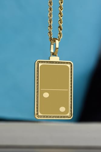 Bijou fait main collier pendentif domino gravé argent 925 plaqué or pour homme femme - 2