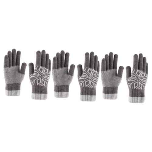 Guantes de ciclismo para hombre de invierno mitones de punto calientes color gris 3 pares