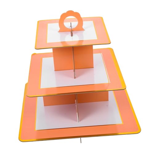 STOBAZA Square Cake Stand Cake Stand Tower Novelty Cupcake Stand Decorative Cake Holder Candle Holder Decor Household Dessert Rack Cupcake Toppers Cupcake Carrier Fruit Decor Paper Pink