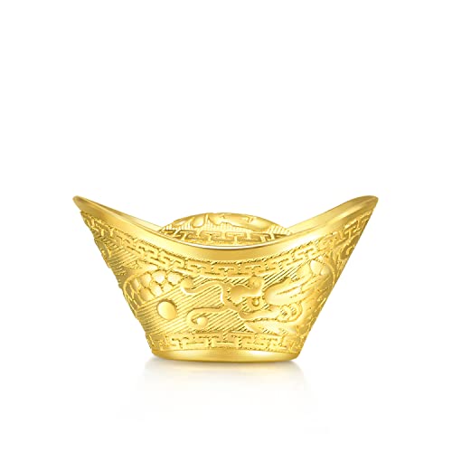 CHOW SANG SANG 999.9 24K Solid Gold Price-by-Weight Gold Yuanbao Gold Ingot Gold Ornament for Women and Men 93958O (Felicity (福), Approx. 0.2tael (~7.48g))