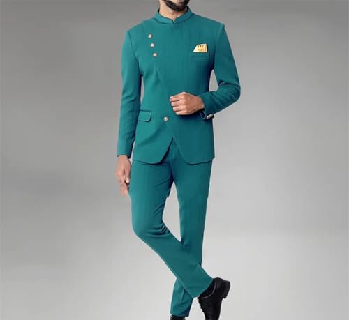 Men Long Sleeve Blazer Jacket and Trousers Suit Two Piece Set for Wedding Birthday Formal Outfits3