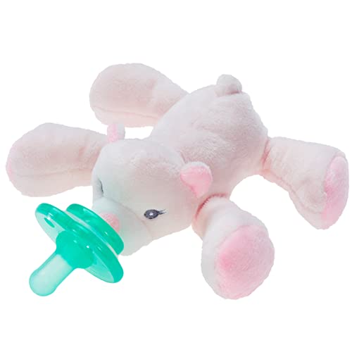 Image of Nookums Paci-Plushies Shakies - Pacifier Holder with Built in Rattle (2 in 1)- Adapts to Name Brand Pacifiers, Suitable for All Ages, Plush Toy Includes Detachable Pacifier (Baby Bear - Pink)