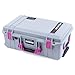 Silver Pelican 1535 Air case with Magenta Handles & latches. Comes Empty & with Wheels.