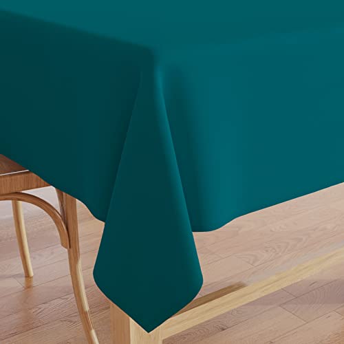 Encasa Homes Nappe Oxford en Coton de Couleur Unie pour Une Grande Table à Manger de 6 à 8 Places - 142 x 182 cm, Azul Bleu - Tissu en Toile de Coton, mercerisé, Lavable