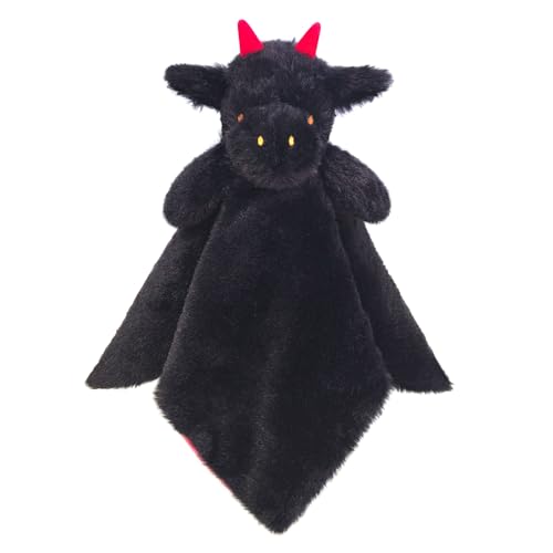 Image of Doindute Baby Black Dragon Soft Stuffed Animal Security Blanket, Plush Dinosaur Character Lovey Blanket, Baby Shower/Nursery Gift, Newborn Infant Toddler Snuggle Blankie for Girls Boys, 14 Inches