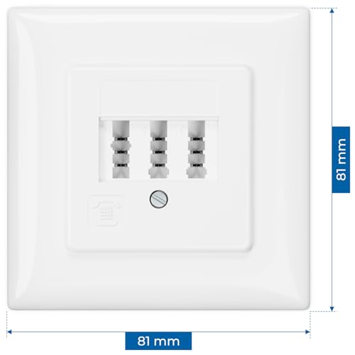 deleyCON 1 Stück Telefondose Unterputz TAE NF/F Anschlussdose NFF 2X Telefonanschluss + 1x Nebenstelle Fax Anrufbeantworter Modem NTBA DSL-Splitter Weiß
