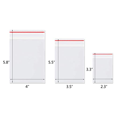 Plastic Poly Zipper Bags, 3 Sizes Assorted Resealable Zipper Bags (2.4 x 3.5/3.5 x 5/4 x6 inch), 500pcs Clear Poly Zipper Bags 2 Mil Resealable Ziplock Storage Plastic Bag for Jewelry, Crafts - Thumbnail 2