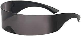 POFET Futuristic Narrow Cyclops Silver Color Mirrored Lens Visor Sunglasses Fancy Dress Costume