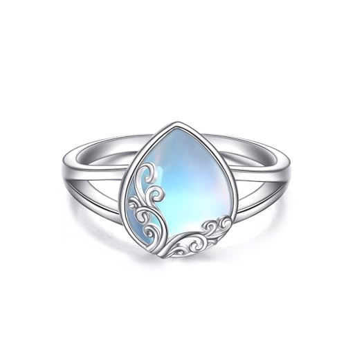 POPLYKE Filigree Band Ring Sterling Silver Gemstone Stones Engagement Ring Jewelry Gift for Women Mom Wife