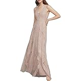 BCBGMAXAZRIA Womens V Neck Pastel Evening Dress Pink 6
