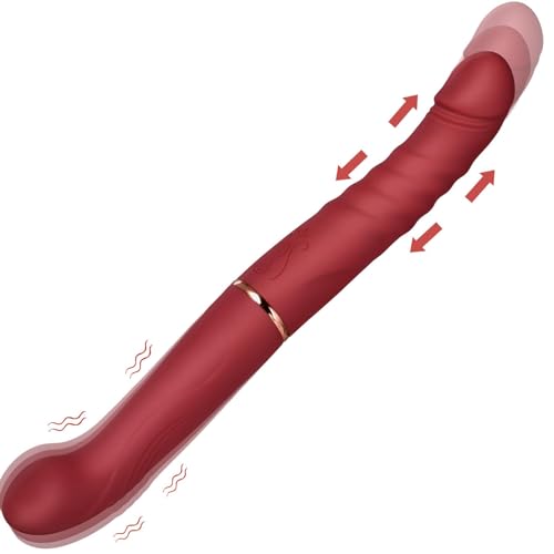 Double Ended Dildos for Lesbian, Rose Double Headed Thrusting Vibrator, Anal G Spot Vibartor Juguete Sexual Realistic Dildo, Adult Sex Toys for Couples Lesbian Solo