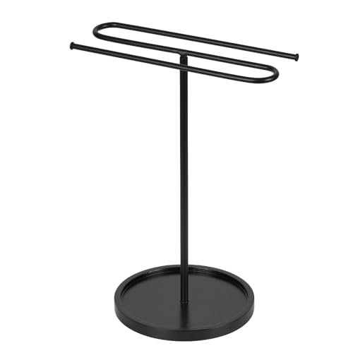 Toallero de encimera con altura óptima para toallas grandes y base firme negra 5
