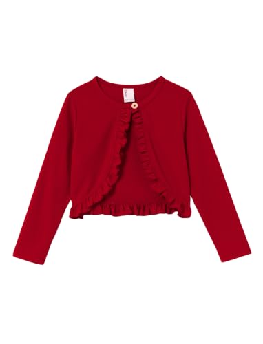 Image of PATPAT Girls Cardigan Bolero Size 4-12 Years Kids Knit Long Sleeve Ruffle Open Front Button Cover Up Cropped Tops for Girls
