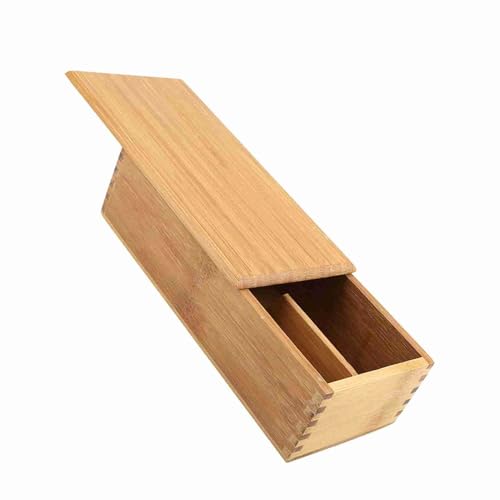 Taidda Caja de Almacenamiento de bambú Japonés, Material Natural Exquisito y Duradero para la Organización del Hogar, 10.6 X 4.3 X 2.5 Pulgadas, Perfecto para Guardar Palillos, Cucharas y Otros