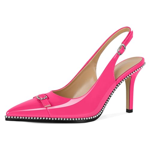 Escarpins à Boucle Slingback Talon Haut 9cm Bout Pointu Chaussure Modes