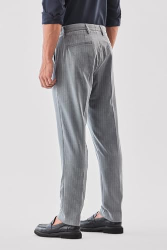 Image of SNITCH Men Formal Trousers | Tailored Pleated Design with Regular Fit & Smooth Texture | Premium Polyester Blend for Office, Meetings & Special Occasions