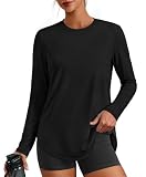 PINSPARK UV Shirt Damen Langarm Sportshirt Leicht Seitenschlitz Yoga Shirt