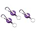 Sunicon 3PCS Fly Fishing Zinger Retractors, Fly Fishing Tool Nylon Cord Stopper Retractable Ring Reel Holder Key Chain for Fishing Climbing Hiking Outdoor Sports (Purple)