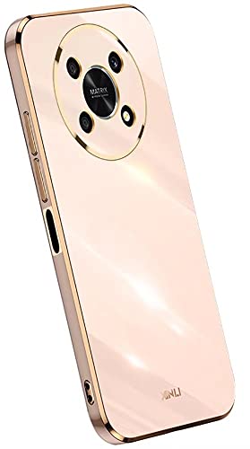 KEYYO Funda para el Huawei Honor Magic4 Lite 5G, Carcasa TPU Suave Borde Dorado Galvanoplastia Estuche Caso - Rosado Cover
