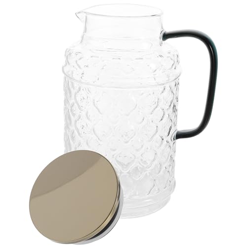 Operitacx Jarra de Vidrio con Tapa de 1.7l para Agua Fría y Té Helado, Fácil de Limpiar y Almacenar, Diseño Clásico y Resistente para Uso Diario en Cocina
