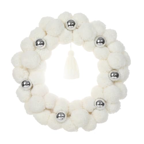 Plush Christmas Wreath for Front Door,16inch Red and White Christmas