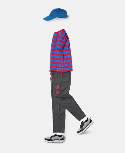 Image of Jockey AB13 Boys Super Combed Cotton Rich Graphic Printed Trackpants with Contrast Side Piping