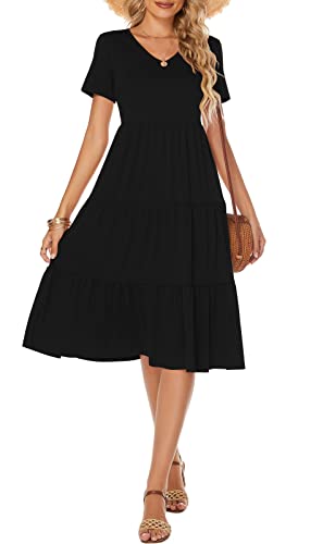 Image of Berydress Women's Casual Summer Tiered Midi Dress 2026 V Neck Boho Sundress