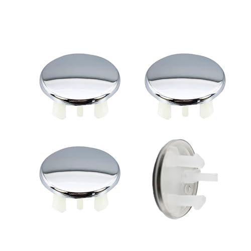 4 Pack Sink Overflow Cover Single Spherical Stainless Steel Insert Round Decorative Cover for Kitchen Bathroom Vanity (Silver)