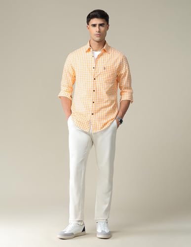Image of U.S. Polo ASSN. Checkered Tailored Fit Shirt for Men - 100% Cotton, Breathable & Comfortable, Full Sleeves Casual Shirt for Men