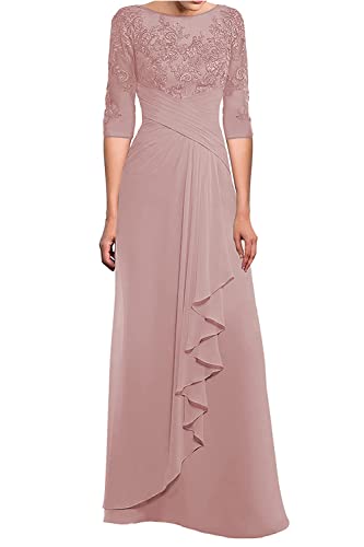 Chiffon Mother Of The Groom Dresses Champagne For Wedding Long Lace Evening Formal Dresses Size 16 #TOP3