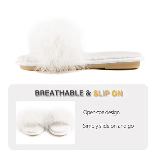 Image of Fur Story Women's Furry Slippers Open Toe Fuzzy Slippers Memory Foam Fluffy House Sandal