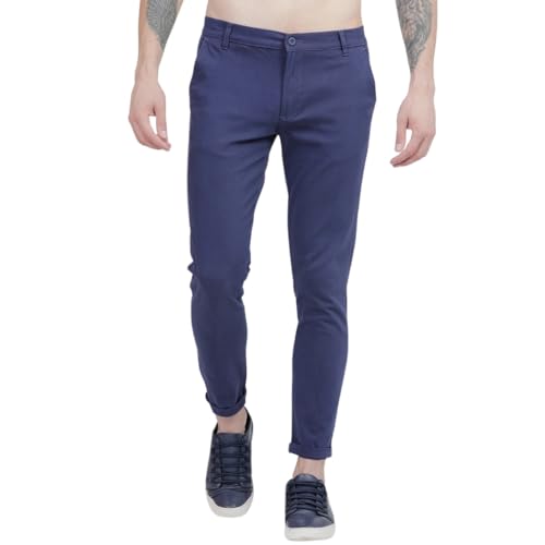 Image of The Indian Garage Co Men Slim Fit Solid Mid-Rise Stretchable Chinos