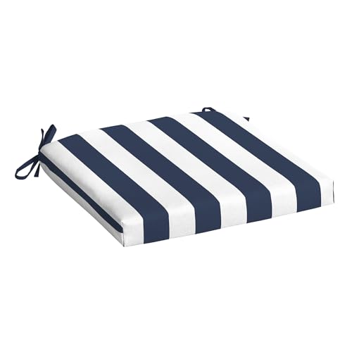 Arden Indoor/Outdoor Seat Or Rocking Chair Cushion, 19 x 18, Water Repellent, Rain Proof, Fade Resistant Cushion for Rocking Or Dining Chairs Sapphire Blue Cabana Stripe by Arden Selections - Used condition - US$16.82